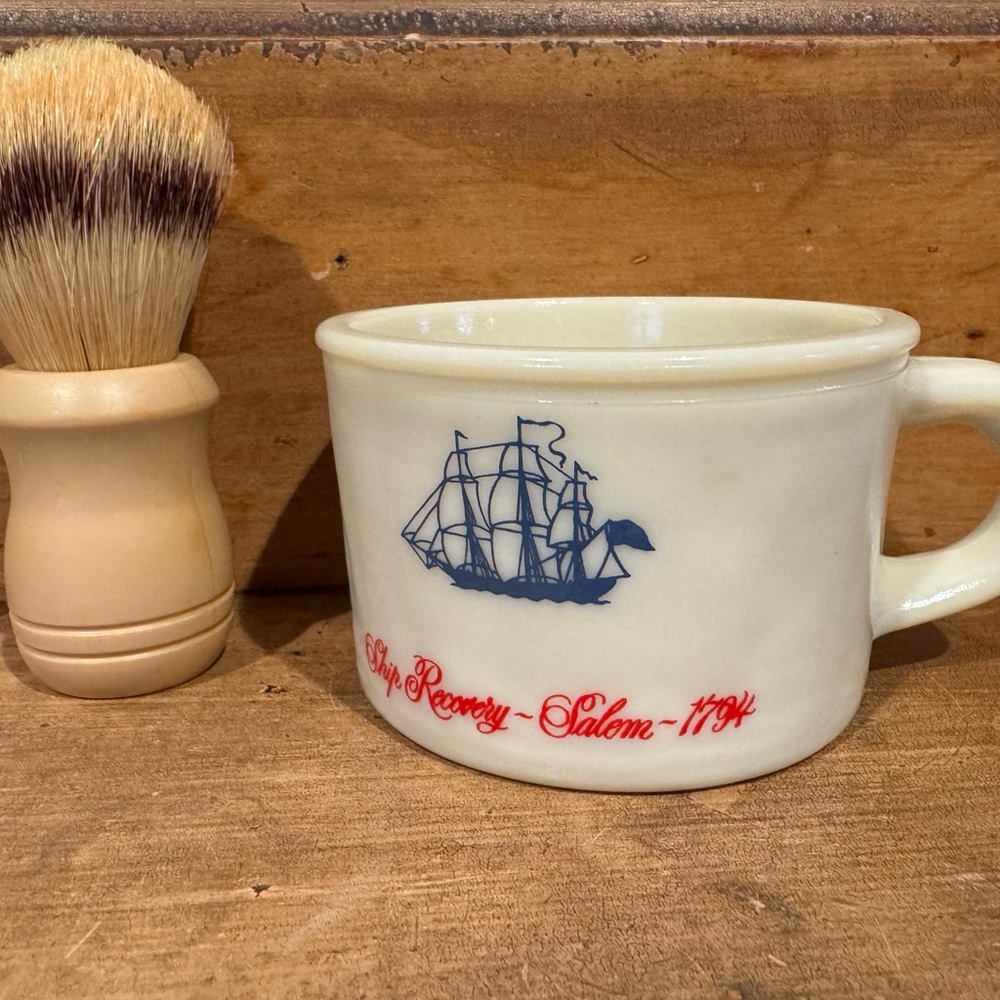 Vintage Old Spice Shaving Mug Ship Grand Turk-Salem 1786 with Animal Hair Brush - Picture 6 of 10